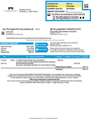 Old CDI sample billing statement