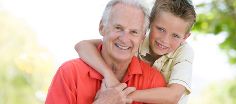 Elderly man with small boy